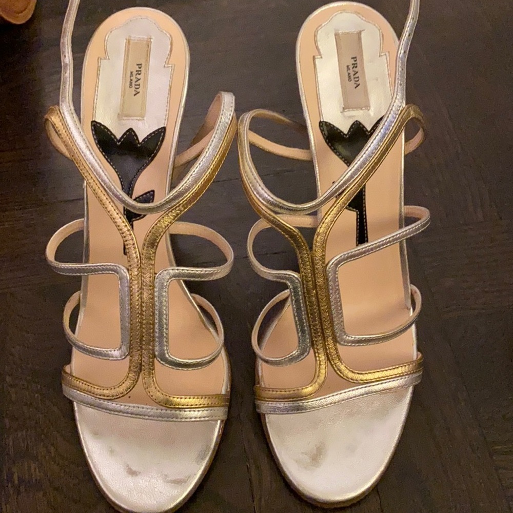 Prada Gold & Silver Evening Shoe